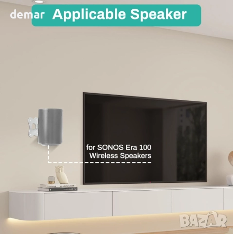 Стенна скоба за високоговорител LICAEVEY, въртяща се, стабилна, метална, за Era 100, бяла, снимка 3 - Други стоки за дома - 51951478