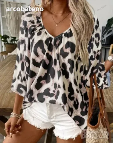 Модна дамска риза с леопардов принт, снимка 2 - Ризи - 48853614