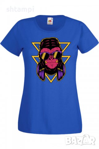 Дамска Тениска monkey with headphones,Изненада,Повод,Подарък,Празник                   , снимка 8 - Тениски - 37641187