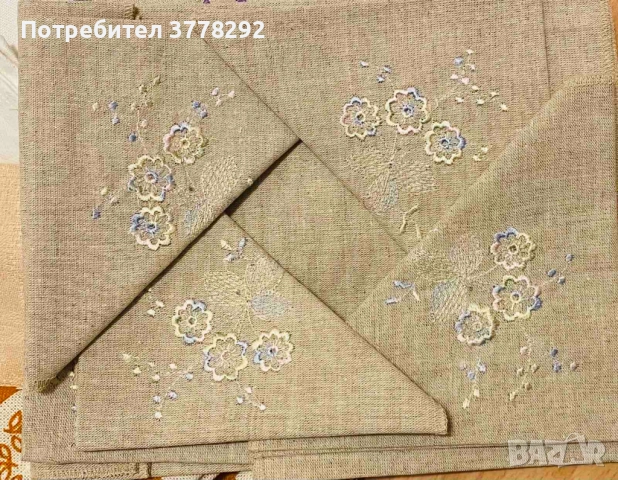 Ленени Комплекти с по 6бр.салфетки,цвят натурален-1, 2, 3-по 45лв;4 и 5-по 25 лв.Снимка 6 - панами, снимка 4 - Други - 51998512