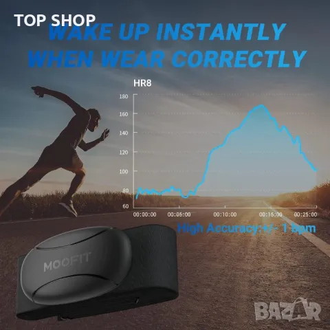 Спортен монитор за сърдечен ритъм Moofit HR8 Heart Rate Monitor , снимка 3 - Спортна екипировка - 48774483