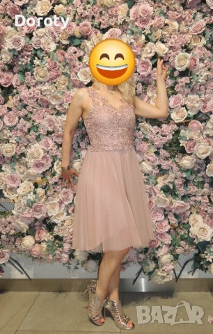 Официална рокля пепел от рози  S/M, снимка 8 - Рокли - 50596533