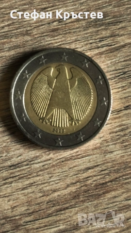 Рядка монета 2 евро Германия 2002 г., монетен двор J (Хамбург).