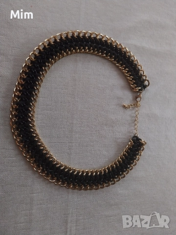 Колие от синджири с вплетена кожа , снимка 6 - Колиета, медальони, синджири - 52016380