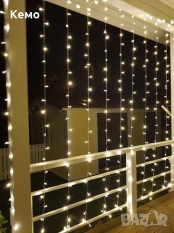 Празнични лампички тип завеса с 3х3м 300 LED, снимка 7 - Лед осветление - 27059053