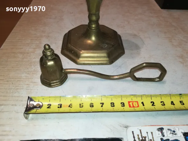 СВЕЩНИК+ГАСАЧ ОТ ФРАНЦИЯ МЕД/МЕСИНГ 1711241743, снимка 6 - Антикварни и старинни предмети - 48002085