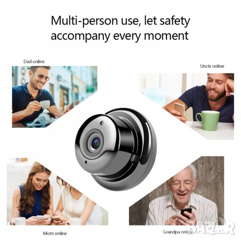 Мини камера, безжична WiFi камера, малка камера, видеонаблюдение, нощно виждане, звук, микрофон, снимка 4 - IP камери - 33651527