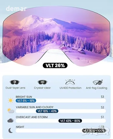 Ски очила OutdoorMaster Pulse, цилиндрични OTG без рамки със система за смяна на стъклата Lock & Fit, снимка 3 - Зимни спортове - 48491475