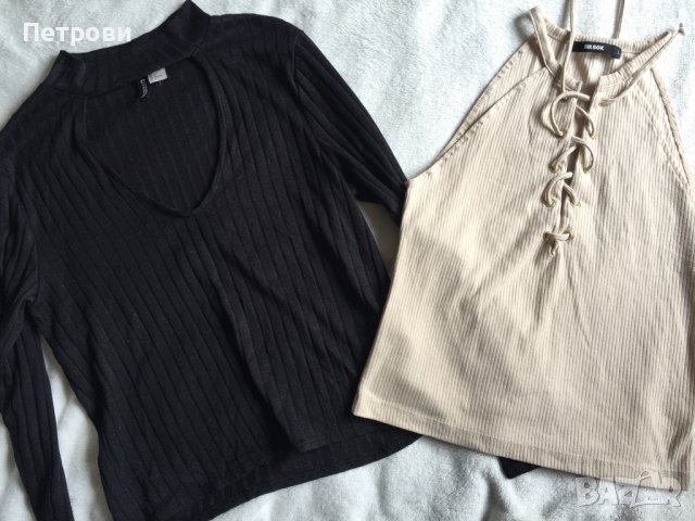 Блуза с отвор на деколтето Н&М и топ с връзки, снимка 1