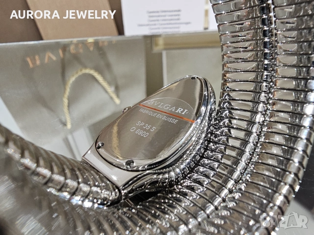 BVLGARI Serpenti Tubogas Snake Silver Black Diamonds Дамски Часовник, снимка 12 - Дамски - 53058164