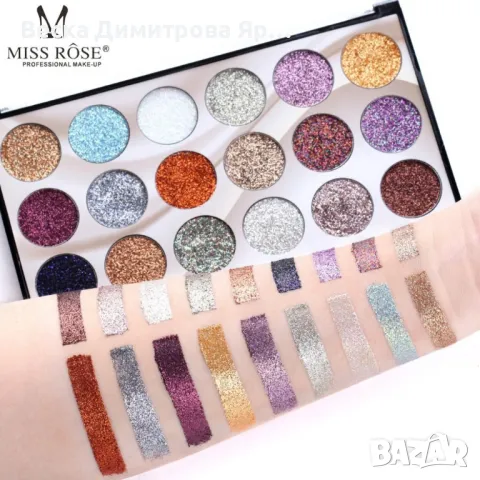 Цветна палитра с блясък MISS ROSE, снимка 4 - Декоративна козметика - 47700084