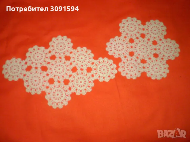 Старинна реколта от 30-те години на миналия век, 2 ръчно плетени покривки, снимка 4 - Други ценни предмети - 49225245