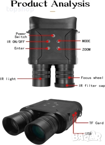 НОВ, ТЕСТВАН уред за нощно виждане NV2000 Инфрачервен с 6x цифрово увеличение 32GB карта, 4" LCD..., снимка 3 - Друга електроника - 51637863
