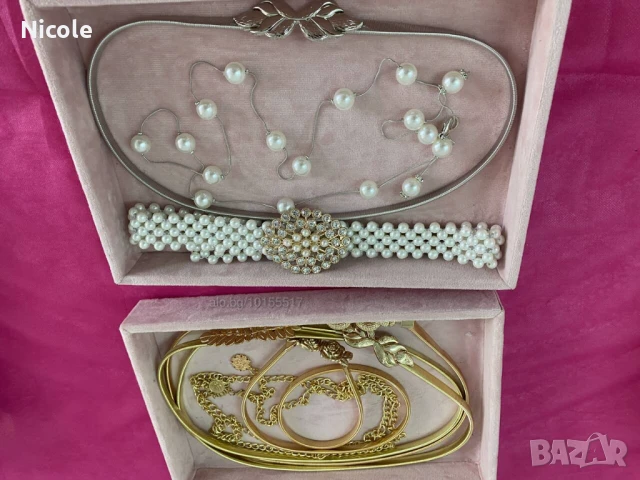 Уникални дамски колани-златни, сребърни, перлени, еластични, с регулиране на закопчаването