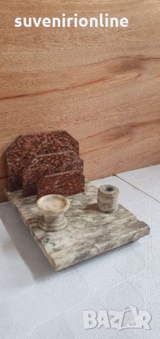 Старинен мраморен органайзер за бюро, снимка 3 - Антикварни и старинни предмети - 33279252