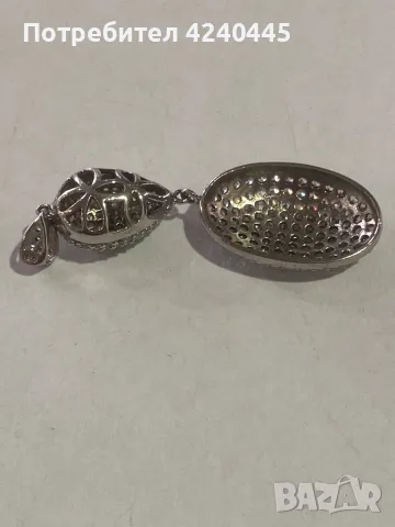 Сребърна висулка с циркони, снимка 4 - Колиета, медальони, синджири - 50312735