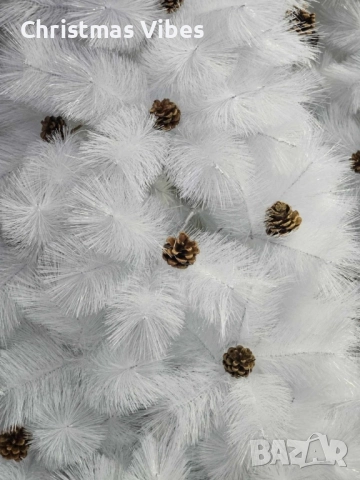 Коледна Снежно бяла елха с шишарки + пласмасова стойка. ТОП ПРЕДЛОЖЕНИЕ, снимка 13 - Декорация за дома - 52112048