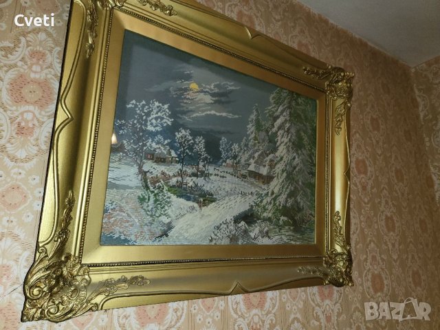 Гоблен,, Хитлерова  зима"/Лунна зима/, снимка 10 - Гоблени - 38014555