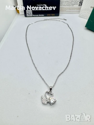 Сребърно колие с мойсанит (Диамант) 1 карат, снимка 14 - Колиета, медальони, синджири - 51370958
