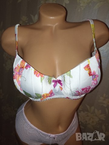 Hunkemoler 80 D-Перфектен сатенен сутиен с твърди чашки с флорален принт , снимка 3 - Бельо - 37323110