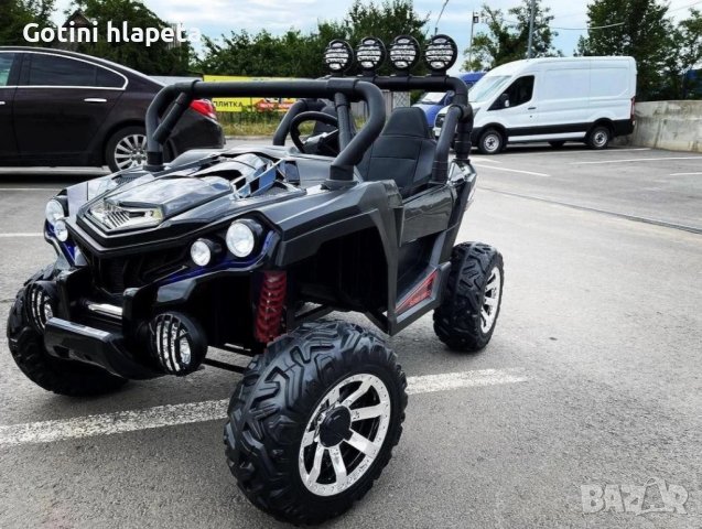 Акумулаторен Двуместен джип UTV 4X4 12V батерия,MP3 плейър, с меки гуми с двойна Кожена седалка, снимка 3 - Детски велосипеди, триколки и коли - 43657913