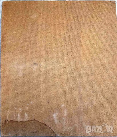 ПЕТЪР ДОМУСЧИЕВ СТАРА БЪЛГАРСКА МАСЛЕНА КАРТИНА - ПЕЙЗАЖ С КЪЩИ, снимка 4 - Картини - 43671536