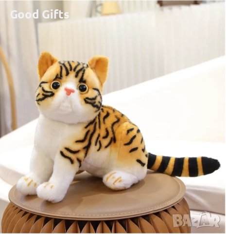 Плюшено коте, кафяво/черно, 27см