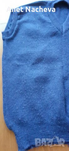 Пуловер детски плетен тъмно син с остро деколте, снимка 3 - Детски пуловери и жилетки - 37948022