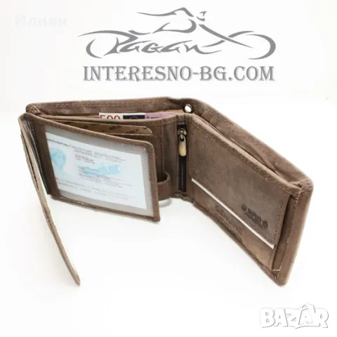 Рокерски портфейл естествена кожа KING OF THE ROAD (brown), снимка 3 - Портфейли, портмонета - 47709706