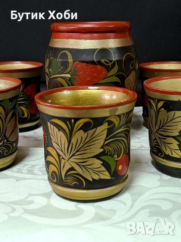 Руски дървен комплект ,,Хохлома,,, снимка 2 - Други ценни предмети - 39403273