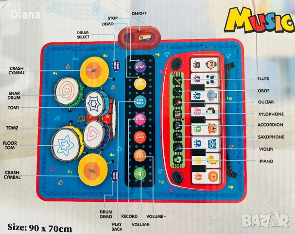Голяма музикална постелка за бебета и деца, снимка 3 - Музикални играчки - 53082571