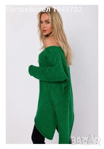 Асиметричен пуловер в зелен цвят M769 MOE