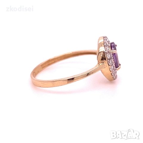 Златен дамски пръстен 1,73гр. размер:54 14кр. проба:585 модел:34403-4, снимка 2 - Пръстени - 51822623