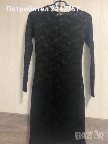Къса черна дантелена рокля размер XS