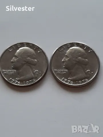 1976  Американски куотър, Юбилеен USA- 1/4 dollar US quarter, снимка 6 - Нумизматика и бонистика - 47634504