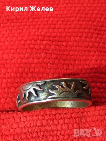 Стар СРЕБЪРЕН ВИНТИДЖ АРТ ПРЪСТЕН ОКСИДИРАНО СРЕБРО 925 Тип ХАЛКА ОРНАМЕНТИРАН със СЛЪНЦА 39907, снимка 2 - Пръстени - 42644156