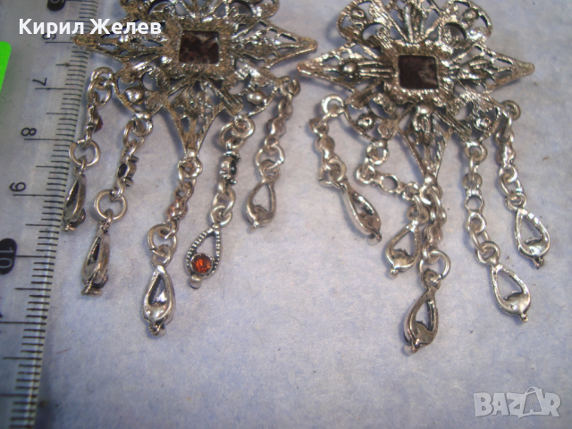 ПРЕКРАСНИ ПОСРЕБРЕНИ РЕТРО - ВИНТИДЖ БЕЛ ЕПОК СТИЛ СКЪПОЦЕННИ КРИСТАЛНИ ОБЕЦИ 14166, снимка 14 - Обеци - 36524967