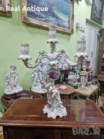 Уникален антикварен колекционерски порцеланов свещник Ernst Bohne & Sohne , снимка 1