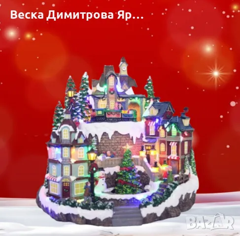 Празнична коледна сцена с LED осветление – Ръчно изработена декорация, снимка 2 - Декорация за дома - 47557559