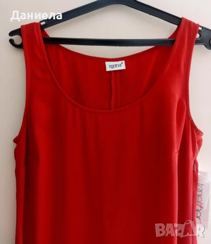 Червена дълга лятна рокля с пеперуди., снимка 3 - Рокли - 51240235