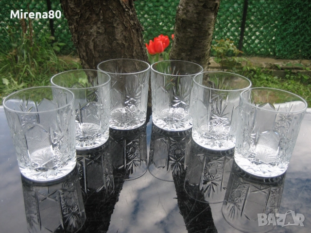 Български кристален сервиз за уиски - нов !