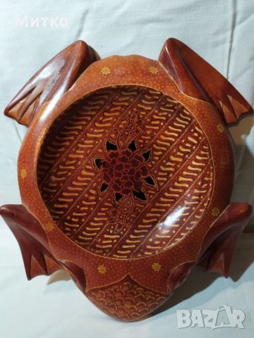 Стар дървен поднос изобразяващ жаба-перфектен, снимка 4 - Декорация за дома - 26537782