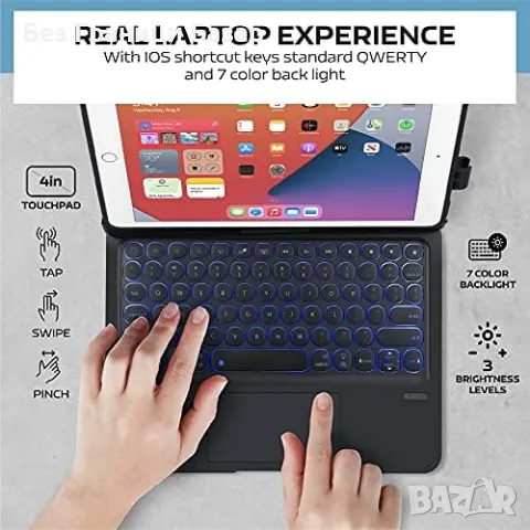 Нова Безжична клавиатура за iPad Pro 9.7/Air 2 с многоцветна подсветка, снимка 6 - Друга електроника - 47385253