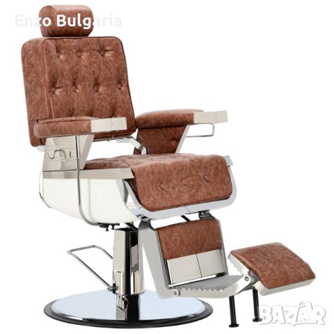 Бръснарски хидравличен бръснарски стол за магазин салон Santino Barberking 8812-BROWN-BUTTON, снимка 2 - Бръснарски столове - 43846850