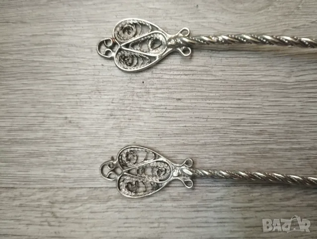 Комплект две посребрени метални лъжички, снимка 2 - Други ценни предмети - 47736409