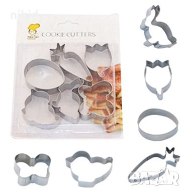 6 бр Великденски форми резци резец яйце заек лале пеперуда морков пиле за сладки тесто бисквитки