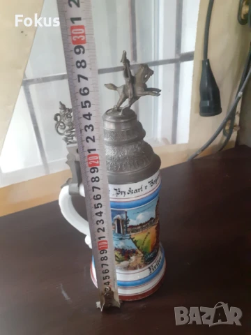 Голяма стара немска халба 0,5 л. военна тематика, снимка 5 - Антикварни и старинни предмети - 50866977