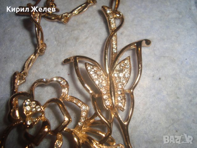 РАЗКОШНА ФЛОРАЛНА КРИСТАЛНА с ПОЗЛАТА АЖУРНА АРТ ОГЪРЛИЦА КОЛИЕ 30142, снимка 15 - Колиета, медальони, синджири - 37851591