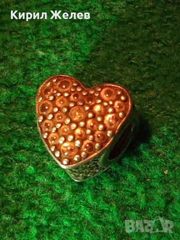 СКЪПОЦЕНЕН СЪРЦЕВИДЕН СРЕБЪРЕН ЕЛЕМЕНТ За ГРИВНА на ПАНДОРА СРЕБРО 925 сИСКРЯЩИ ФАСЕТ КРИСТАЛИ 40532