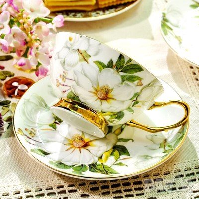 Комплект "Омайна роза" - чаши с лъжички за чай, кафе и капучино, снимка 2 - Сервизи - 35670012